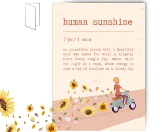New Chapter Good Luck Printable Card, Ray of Human Sunshine Friendship Card, New Job or Leaving Job Card for Employee Co-worker Boss