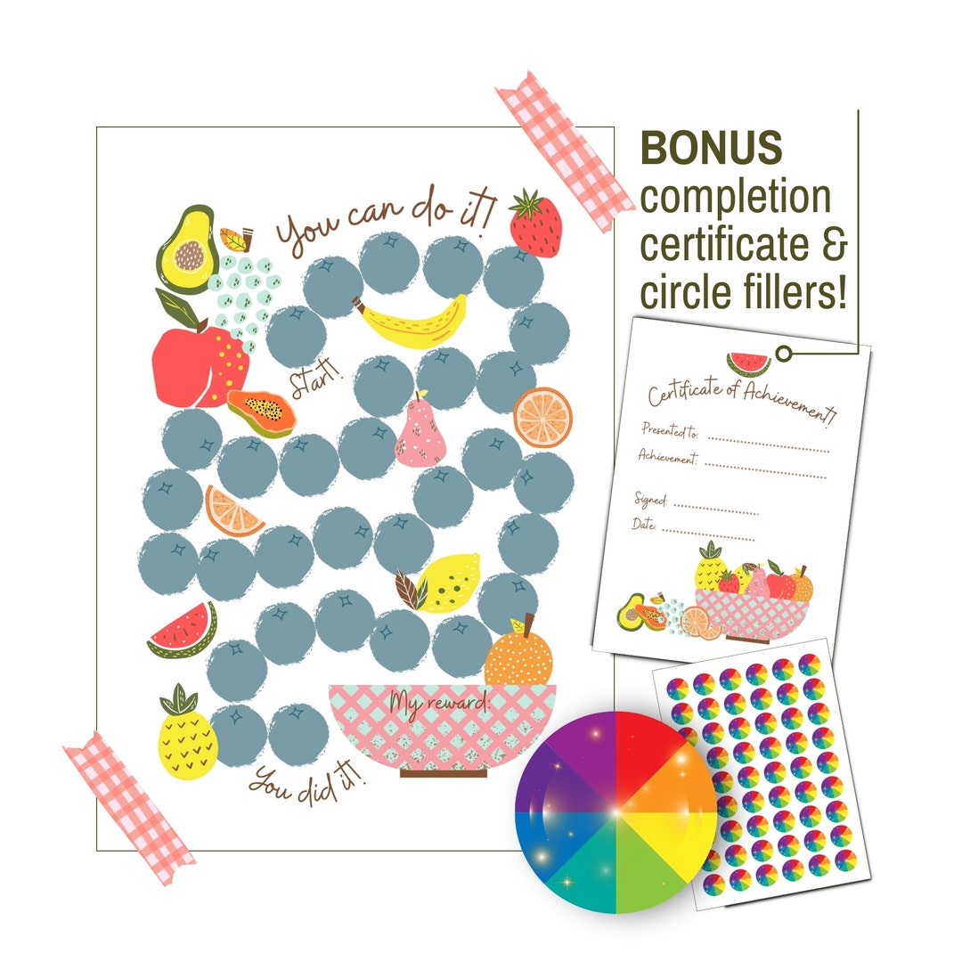 Fruit Healthy Food Reward Chart for Kids, Behavior Chart Printable ...