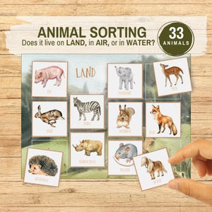 Air Land Water Activity Animal Sorting Game, Categorize Where Animals Live Flashcards, Printable Preschool Homeschool Montessori Resources