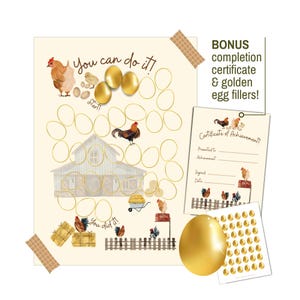 Cuadro de recompensas de granja para niños, cuadro de comportamiento, cuadro de tareas imprimible, cuadro de pegatinas para niños pequeños, huevos de granja, gallinas y más