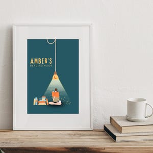 Impresión de pared para amantes de los libros, arte de pared para lectores comprometidos, póster universitario descargable, diseño de ratón de biblioteca, descarga de club de lectura, arte para estudiar de noche