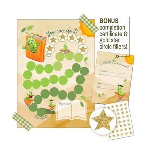 Tableau des récompenses des rats de bibliothèque pour enfants, tableau de comportement imprimable corvée de lecture tableau de lecture pour tout-petits petit pot téléchargement tableau d'autocollants pour enfants amateurs de livres + cadeau BONUS