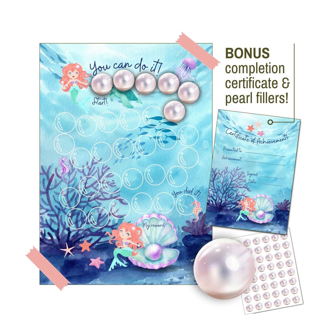 Mermaid Reward Chart for Kids, Behavior Chart Printable Chore Tasks ...