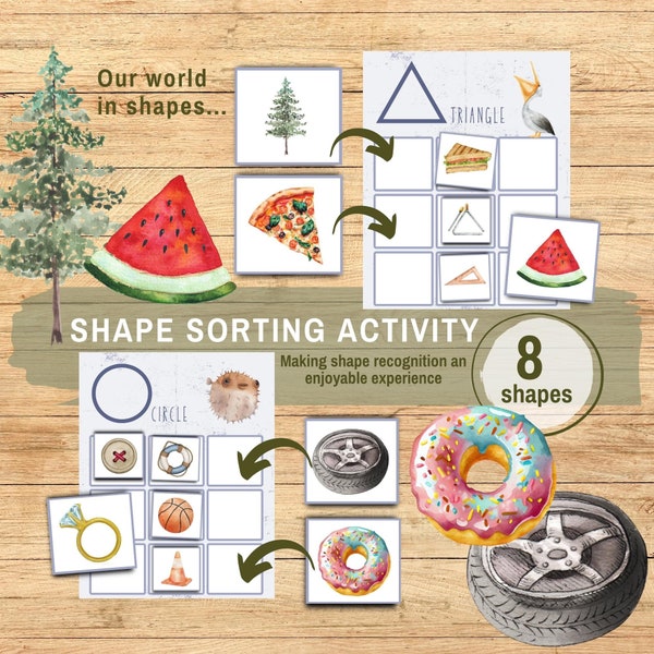 Shape Sorting Printable Mats & Cards, Learn Shapes, Child Development Game, Sort by Shape Activity, Shapes Sorting Mats, Preschool Resources