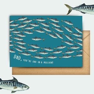 Sie sind einer in einer Million Vatertag druckbare Karte Ich liebe dich Danke Fisch Geburtstagskarte für Papa Papa Vater Poppa Geschenk von Tochter Sohn