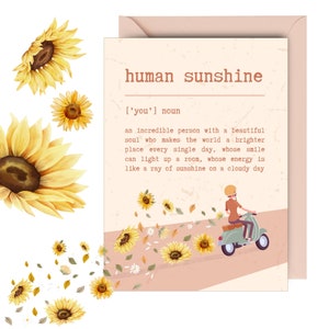 Carte imprimable Bonne chance Nouveau chapitre Carte d'amitié Human Sunshine Nouveau travail collègue à télécharger Carte de départ pour collègue Ray of Sunshine