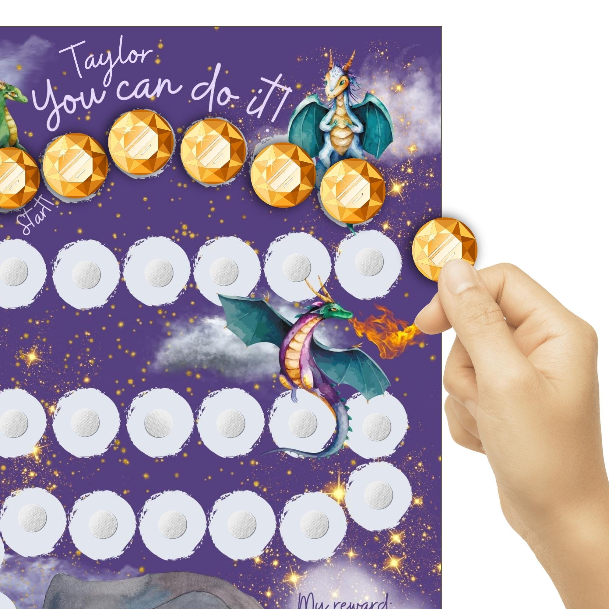 Dragon Reward Chart for Kids, Printable Behavior Tasks Chore Goal Sheet ...