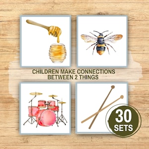 Preschool Matching Activity Printable, What Goes Together, Making Connections Between Two Things, Montessori Homeschool Puzzle Game