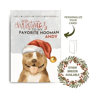 Lustige Weihnachtskarte von Pitbull Hund zu meinem Lieblingsmensch, druckbare Weihnachtskarte für Hund Papa Mama, pelzigen Freund, Welpen-Liebhaber Besitzer Geschenk
