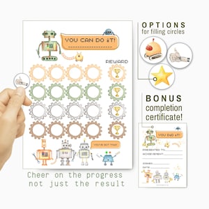 Robot Reward Chart for Kids, Printable Token Board, Behavior Reading Chores Tasks Sticker Chart, Goal Sheet, Potty Training Progress Tracker
