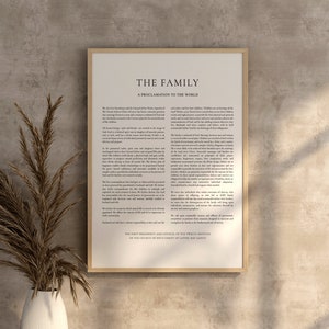 La familia Una proclamación para el mundo / Arte de pared SUD moderno / Descarga digital
