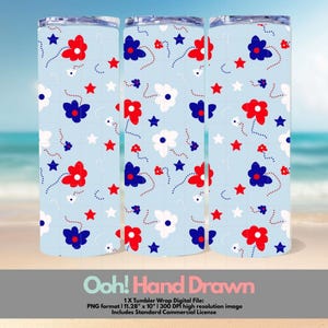 4th of July Tumbler Wrap, 20 oz Skinny Design, Digital Download, Patriotic Sublimation PNG for Independence Day Fun