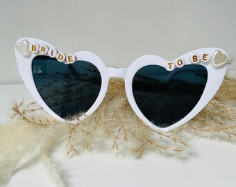 Bride Sunglasses, heart sunglasses For The Bride on her Hen Party or Wedding Day Pearl custom