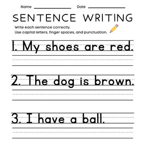 25 Printable Sentence Writing Worksheets, Write the Sentence Worksheets