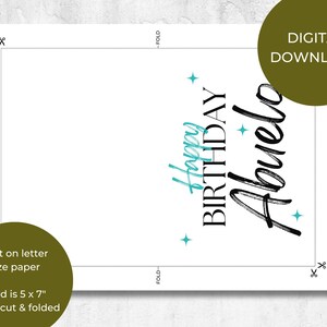 Printable Birthday Card, Happy Birthday Abuelo Card, Abuelo Birthday ...