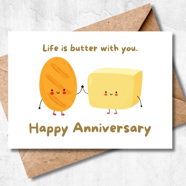 Printable Anniversary Card Funny, Happy Anniversary Card, Funny Anniversary Card, Digital Anniversary Card, Food Pun Card, 5x7 Greeting Card