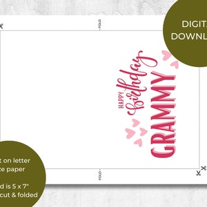 Printable Birthday Card, Happy Birthday Grammy Card, Grammy Birthday ...