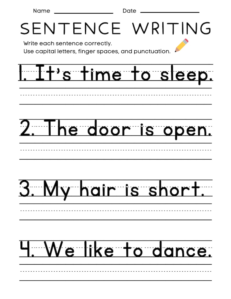 25 Printable Sentence Writing Worksheets Write the Sentence Worksheets