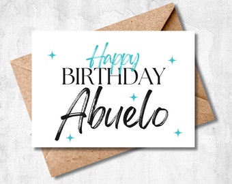 Printable Birthday Card, Happy Birthday Abuelo Card, Abuelo Birthday Card, Spanish Birthday Card, Digital Birthday Card, 5x7 Greeting Card