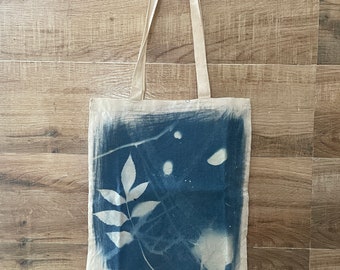 Cyanotype unique tote bag