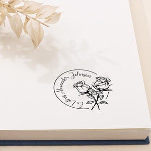 Timbro per libri a forma di fiore, timbro per biblioteca personalizzato, timbro per libri personalizzato, timbro per libri in rilievo, regalo per amanti dei libri, regali per lei