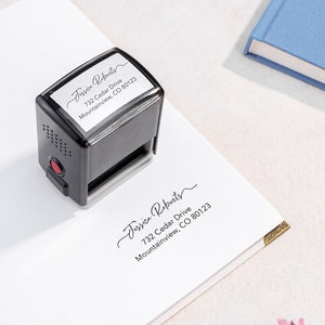 Zelfinktende adresstempel, aangepaste retouradresstempel, moderne adresstempel, gepersonaliseerde cursieve adresstempel, housewarmingcadeau