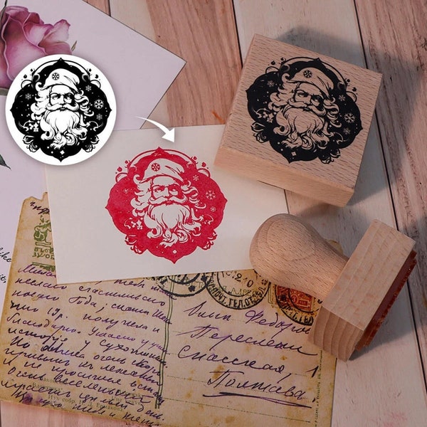 Business Branding Wood Rubber Stamp Custom | Custom Santa Claus Logo Stamp| Custom Design Stamp | Stempel Personalisiert Hochzeit