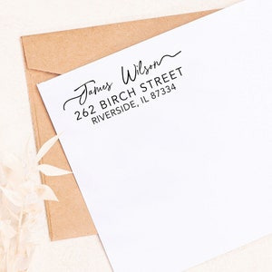 Minimalist Return Address Stamp, Cursive Script Address Stamp, Custom Address Stamp, Housewarming Gift, 21 Types of Address Designs