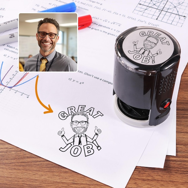 Personalized Teacher Face Stamp | Custom Bitmoji Teacher Stamp | Best Teacher Appreciation Gift, Teacher Stationery