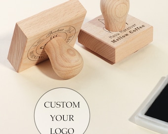 Custom Logo Stamp for Business or Brand, Rubber Stamp, Wooden Stamp, Paper Cup or Paper Bag Stamp, Personalized Logo Stamp