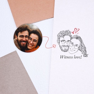 Sello de cara de pareja personalizado, sello de boda, sello de retrato personalizado, sello de invitación, regalo de San Valentín, regalo de compromiso