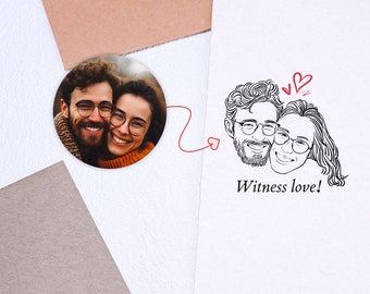 Custom Couple Portrait Stamp, Personalized Portrait Stamp, Anniversary Gift, Valentines Day Gift, Wedding Gift for Couple