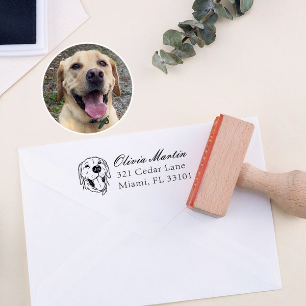 Custom Pet Portrait Address Stamp, Return Address Stamp, Face Stamp, Cat And Dog Return Address Stamp, Pet Lover Gift, Housewarming Gift