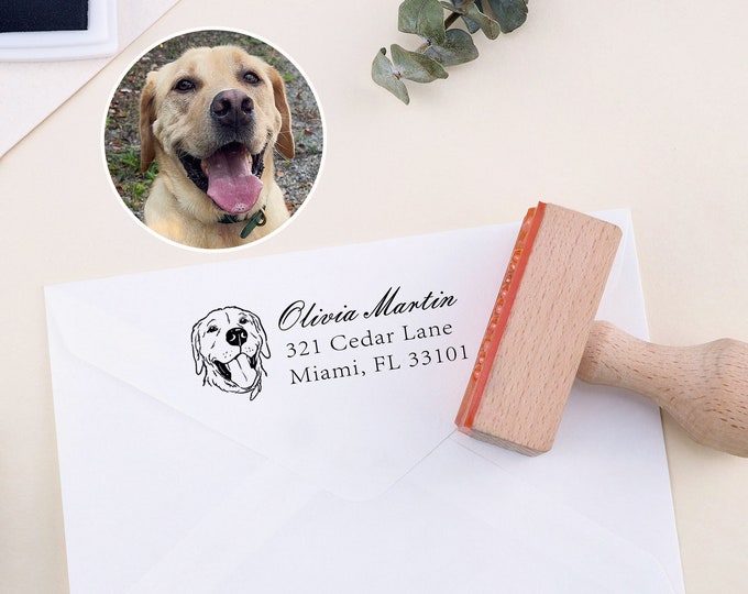 Custom Pet Portrait Address Stamp, Return Address Stamp, Face Stamp, Cat And Dog Return Address Stamp, Pet Lover Gift, Housewarming Gift