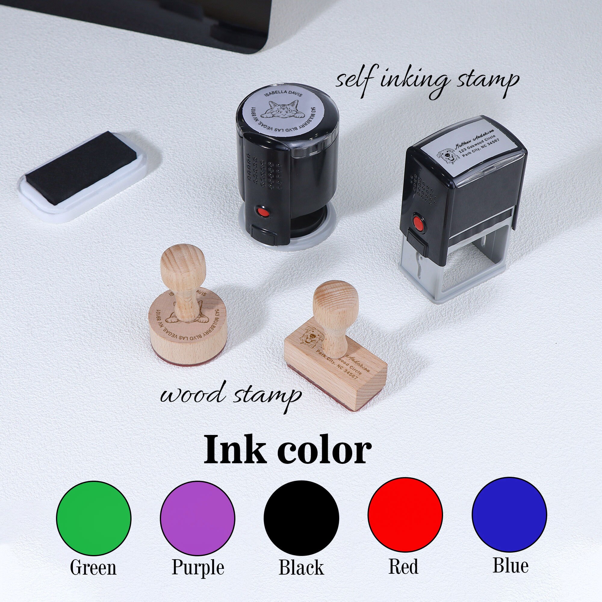 Custom Pet Portrait Address Stamp - Personalized Return Address Stamp for Pet Lovers | Unique Cat & Dog Stamp Gift