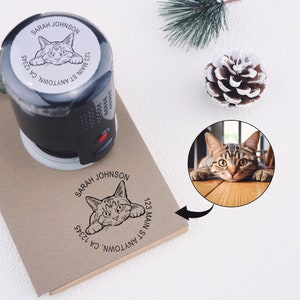 Aangepaste gezichtsadresstempel van foto, huisdierenstempel, portretstempel, retouradresstempel, housewarmingcadeau, cadeau huisdierliefhebber