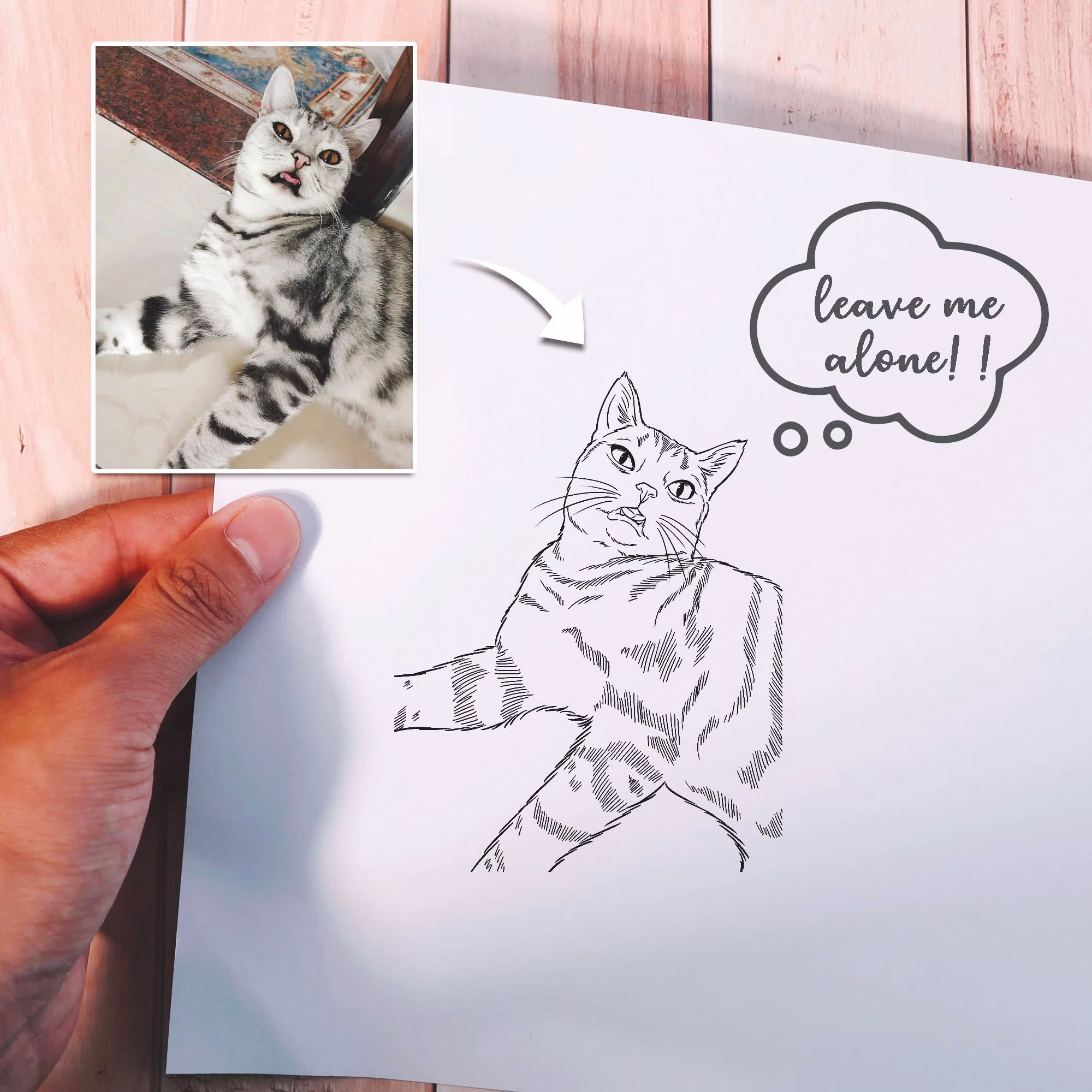 Custom Cat Stamp - Personalized Pet Stamp & Hand-Painted Pet Portrait for Cat Lovers Gift
