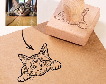 Custom Cat Stamp, Cat Lovers Gift, Personalized Pet Stamp, Custom Pet Portrait, Hand-Painted Portrait, Pet Memorial Gift