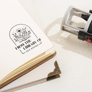Personalised Book Stamp Library Stamp Flower Stamp Custom Stamp ...