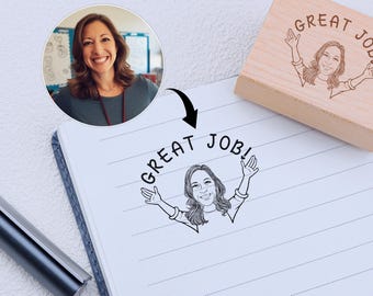 Personalized Teacher Stamp: Hand-Drawn Portrait, Custom Bitmoji