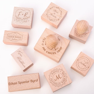 Timbro con logo personalizzato per azienda o marchio, timbro di gomma, timbro di legno, timbro su tazza di carta o sacchetto di carta, timbro con logo personalizzato