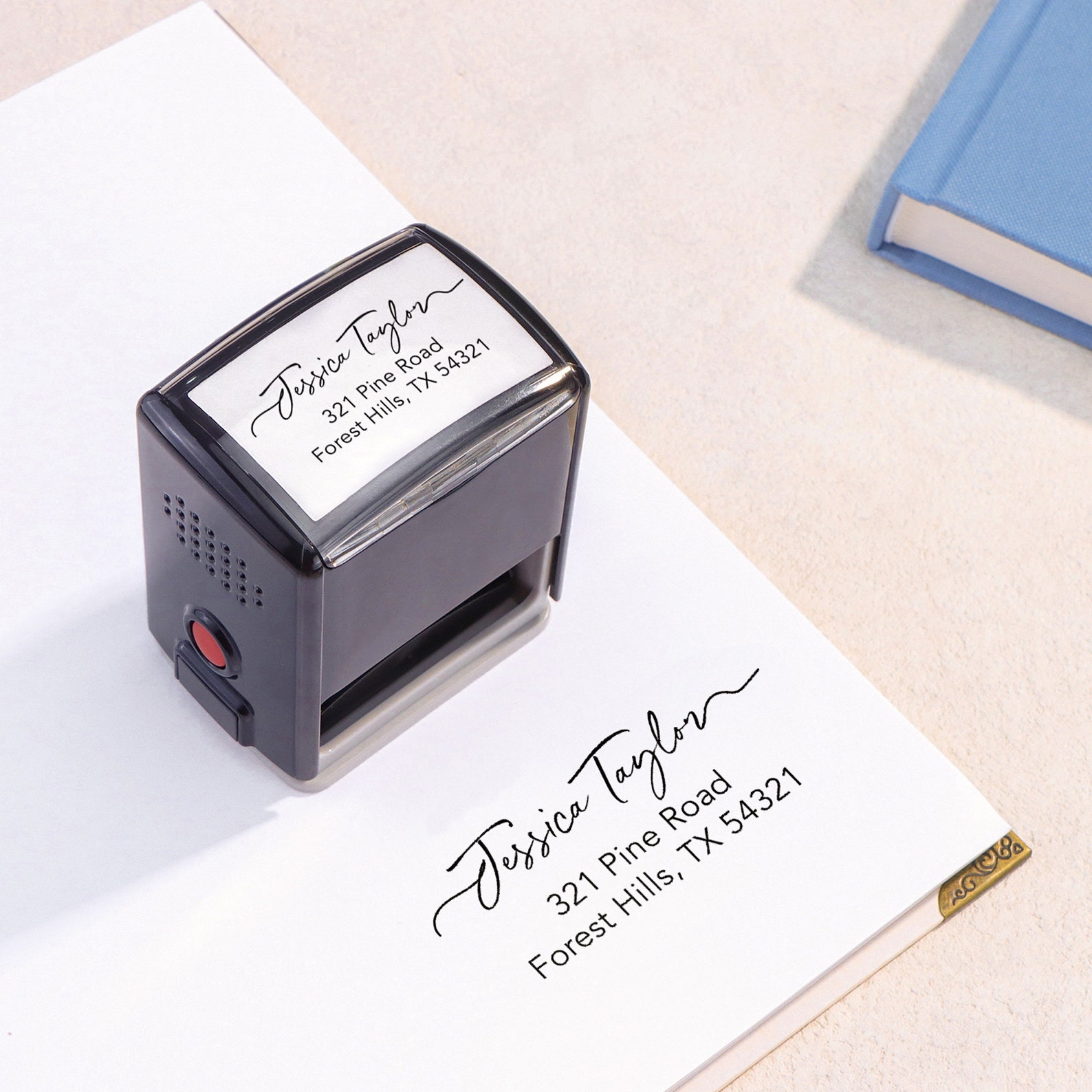 Address Label Cursive Custom Return Address Stamp, Cursive Address Stamp, Self Inking Address ...