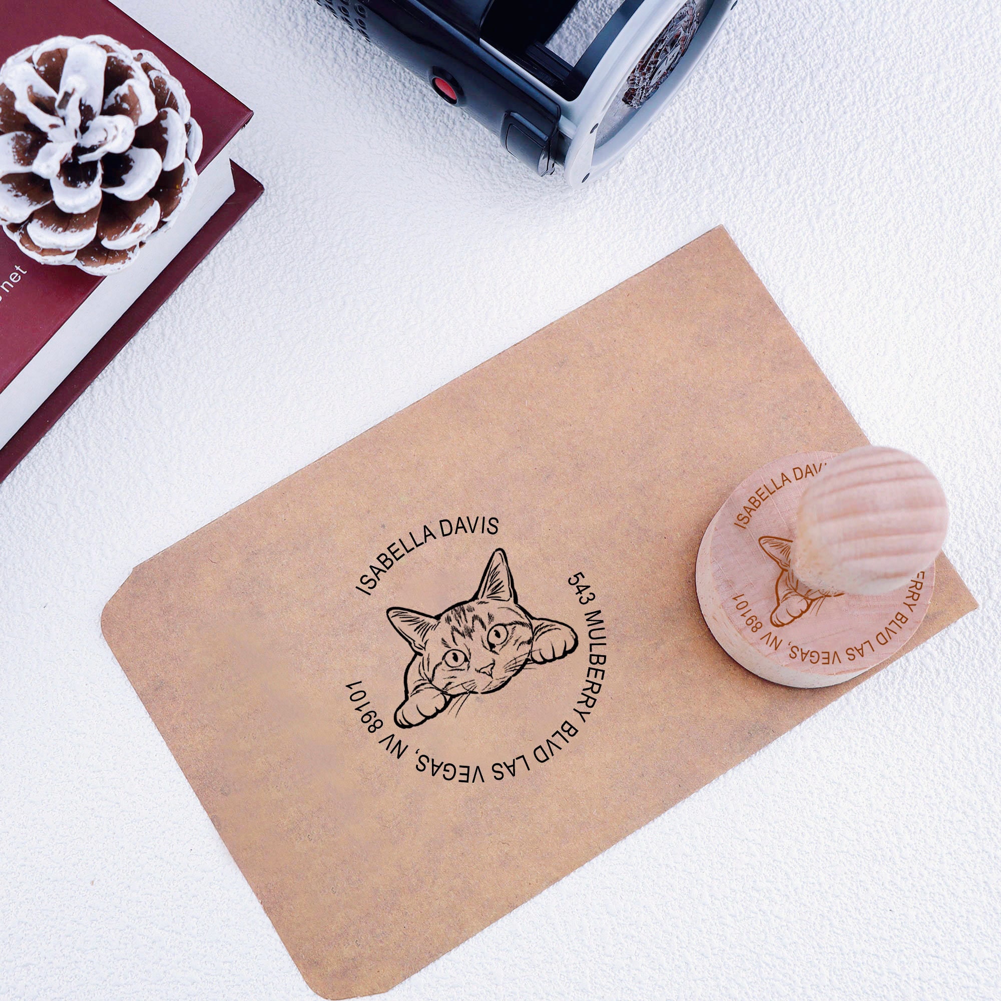 Custom Pet Portrait Address Stamp - Personalized Return Address Stamp for Pet Lovers | Unique Cat & Dog Stamp Gift
