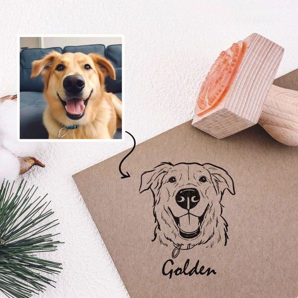 Timbro per animali personalizzato, Ritratto disegnato a mano del tuo animale domestico, Timbro per cani personalizzato, Timbro di gomma, Regalo commemorativo per animali domestici, Regali per gli amanti degli animali domestici