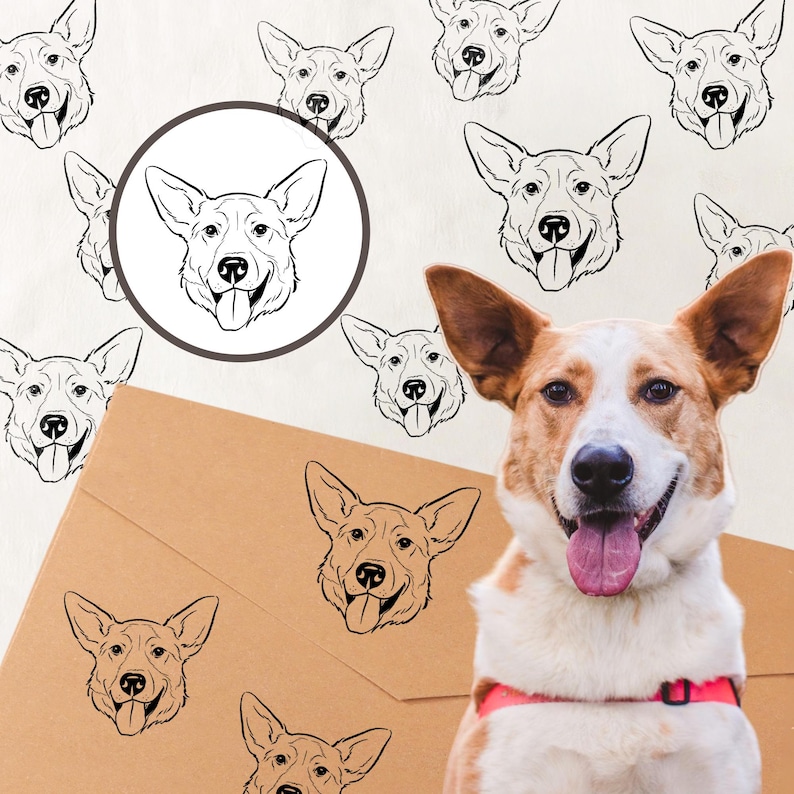 Custom Dog Stamp, Hand Drawn Portrait of Your Pet, Pet Face Stamp, Pet Memorial Gift, Gifts for Pet Lover image 13