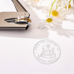 Embosseuse chat personnalisée, Embosseuse livre personnalisée, Embosseuse bibliothèque, Embosseuse Ex Libris, Embosseuse papier, Cadeau pour amoureux des livres, Décoration de bibliothèque à domicile