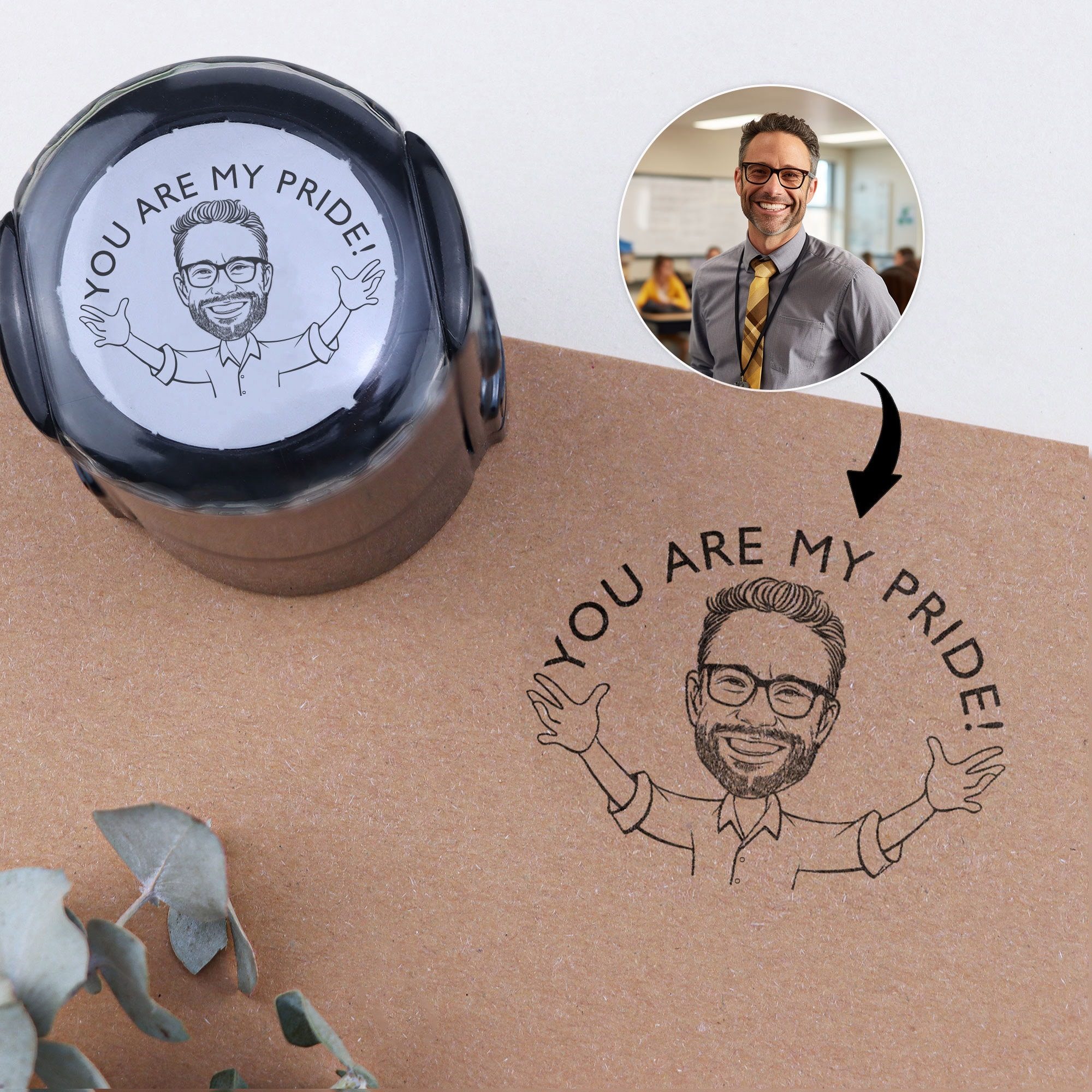 Great Job! Teacher Stamp, Personalized Teacher Stamp, Bitmoji Stamp, Teacher Gift, Custom Stamp, Hand Drawn Teacher Portrait