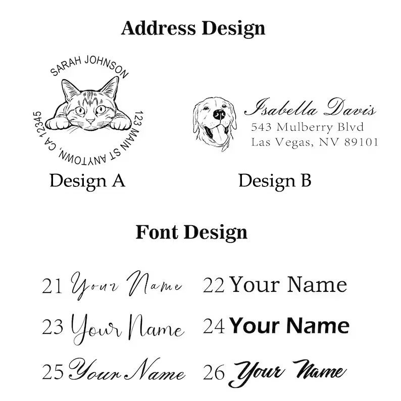 Custom Pet Portrait Address Stamp - Personalized Return Address Stamp for Pet Lovers | Unique Cat & Dog Stamp Gift