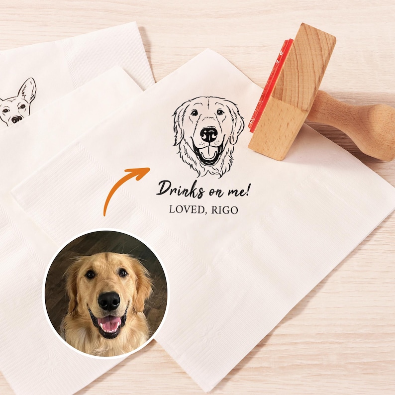 Custom Dog Stamp, Hand Drawn Portrait of Your Pet, Pet Face Stamp, Pet Memorial Gift, Gifts for Pet Lover image 2
