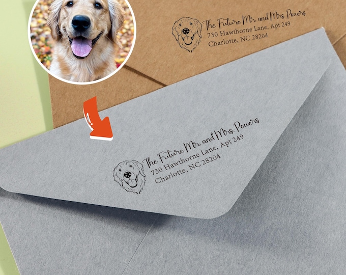 Custom Dog Face Return Address Stamp, Personalized Pet Portrait Stamper, Wedding Invitation Stamp, Dog Lover Gift